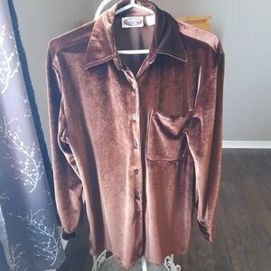 Brown Velvet Button Down Shirt